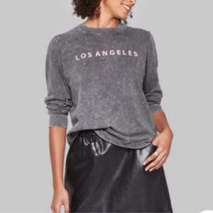 Wild Fable Graphic Long Sleeve, Size XXL, Black / Gray Wash, 100% Cotton